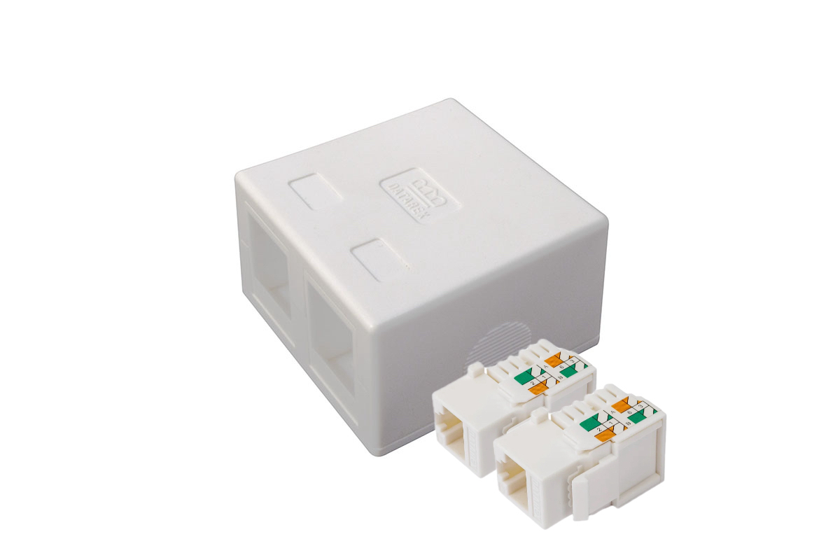 Розетка компьютерная RJ-45, категория 5е, 2 порта (DR-5102 (2шт) + DR-5002) Datarex