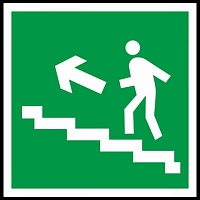 Знак Е16 Направление к эвакуационному выходу налево вверх по лестнице 150х150 мм Камазнак